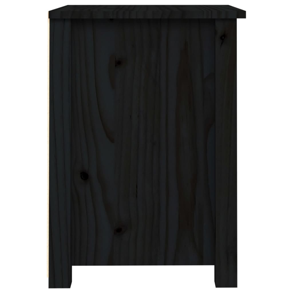 vidaXL Table de chevet Noir 40x35x49 cm Bois de pin massif