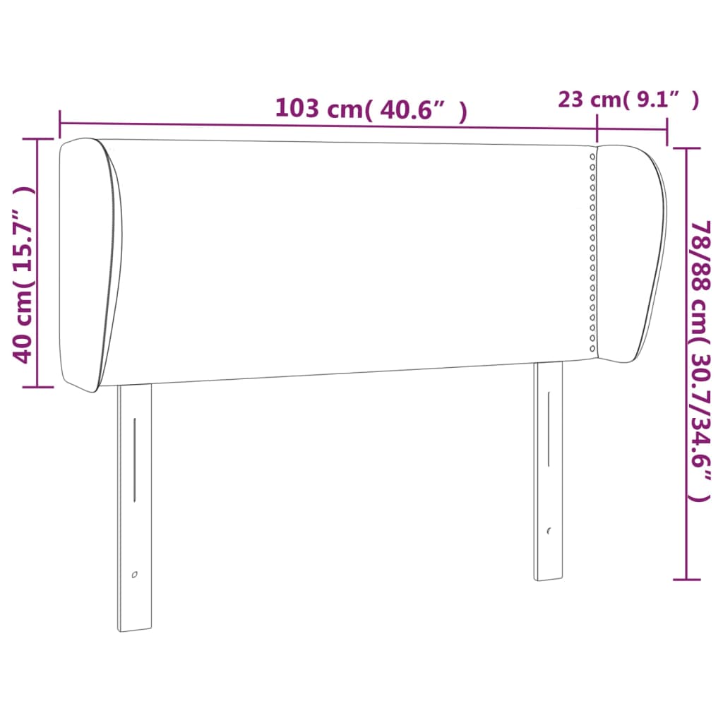 vidaXL Tête de lit avec oreilles Taupe 103x23x78/88 cm Tissu