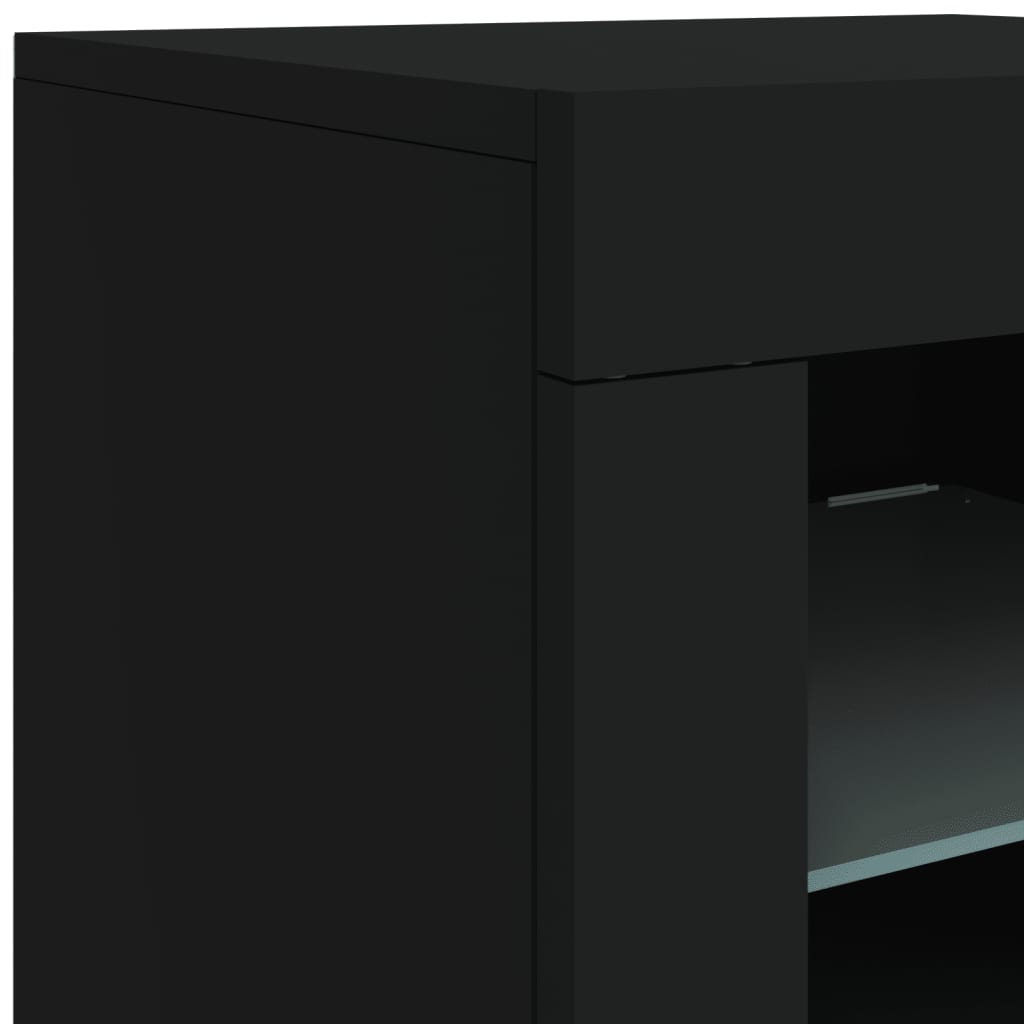 vidaXL Armoire latérale avec lumières LED noir bois d'ingénierie