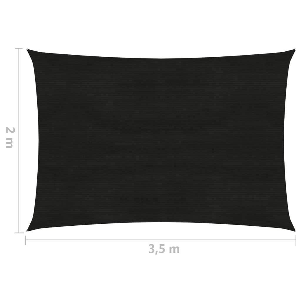 vidaXL Voile d'ombrage 160 g/m² Noir 2x3,5 m PEHD