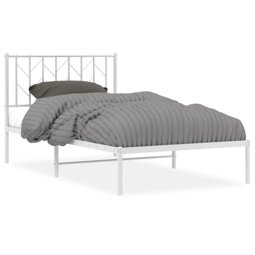 vidaXL Cadre de lit métal sans matelas et tête de lit blanc 100x200 cm