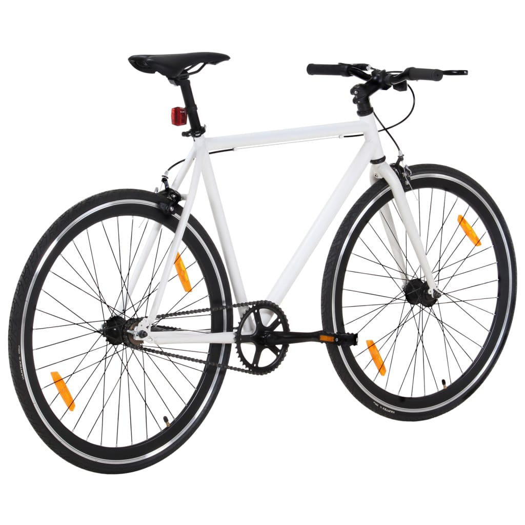 vidaXL Vélo à pignon fixe blanc et noir 700c 51 cm