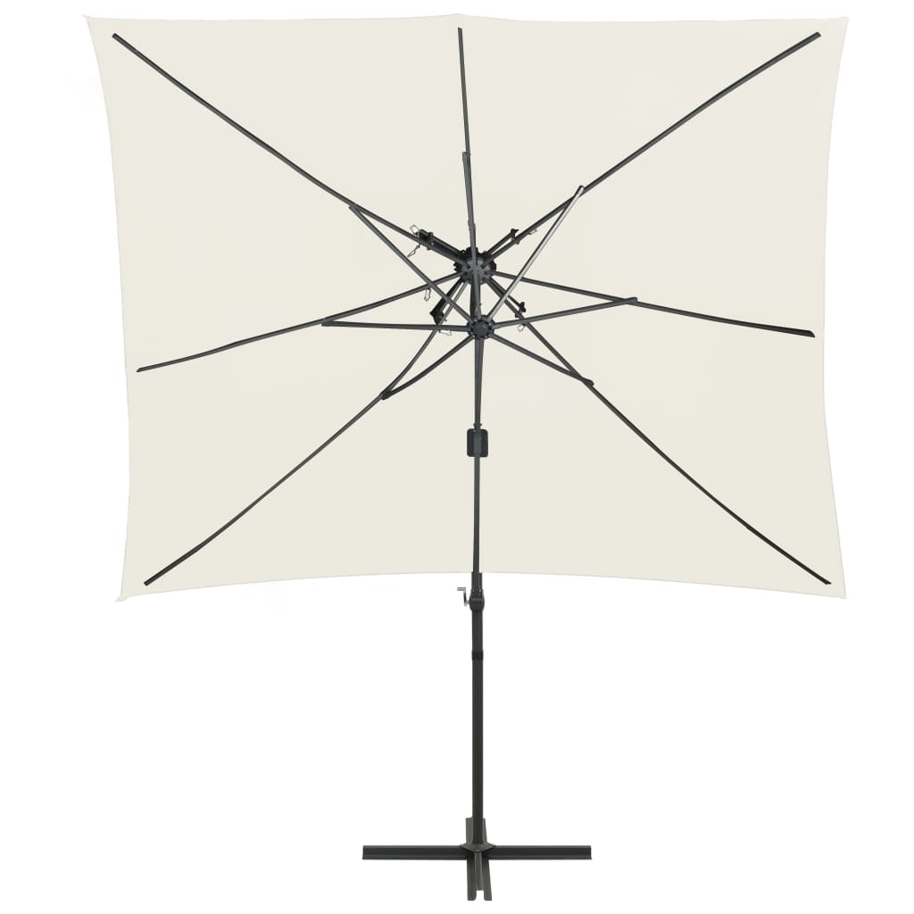 vidaXL Parasol de jardin en porte-à-faux à double toit Sable 250x250cm