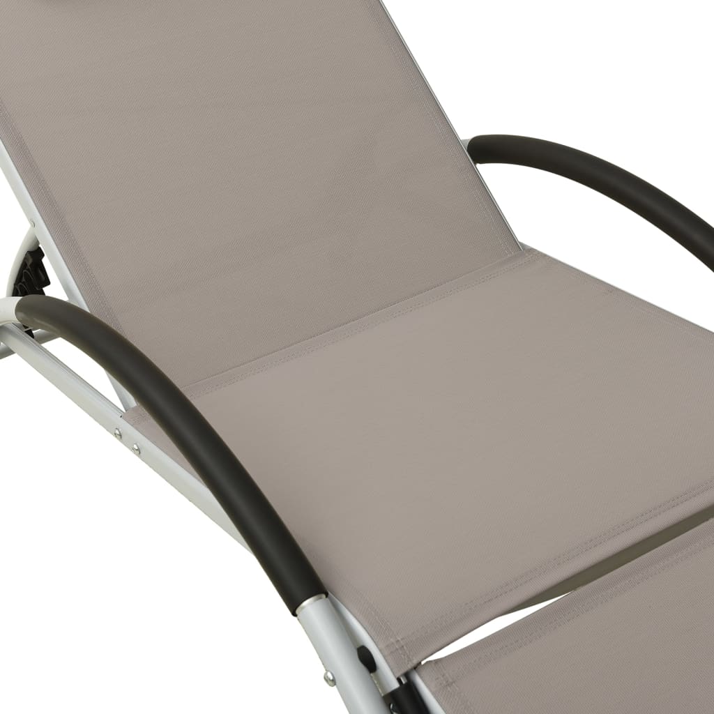 vidaXL Chaise longue avec oreiller textilène taupe
