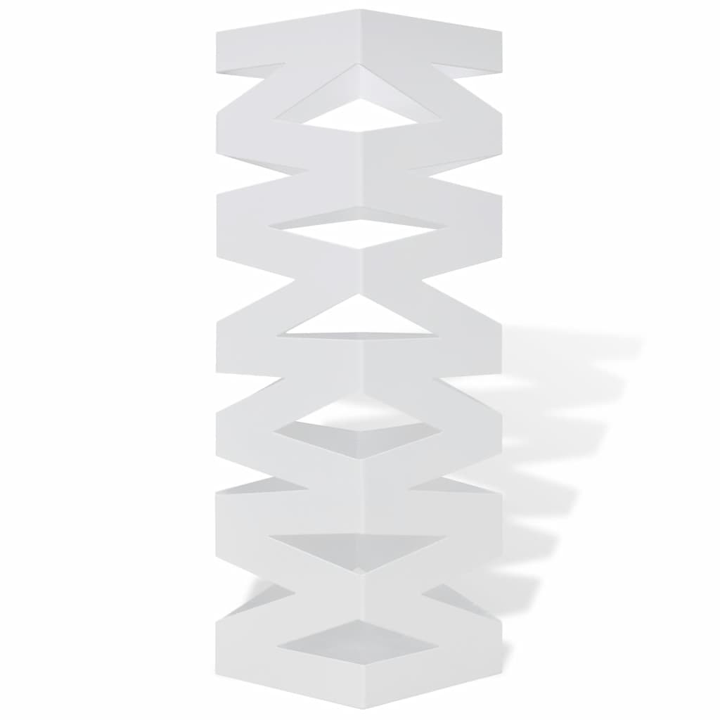 vidaXL Porte-parapluie carré à rangement Blanc Acier 48,5 cm