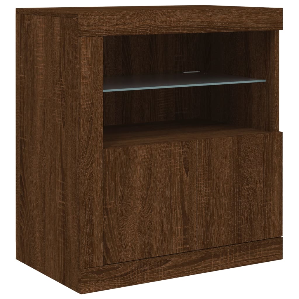 vidaXL Buffet avec lumières LED chêne marron 162x37x67 cm