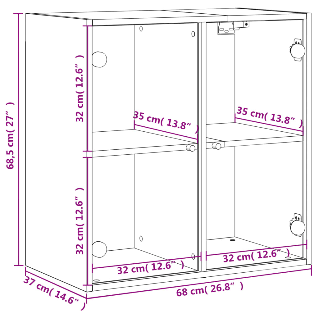 vidaXL Armoire murale avec portes en verre noir 68x37x68,5 cm