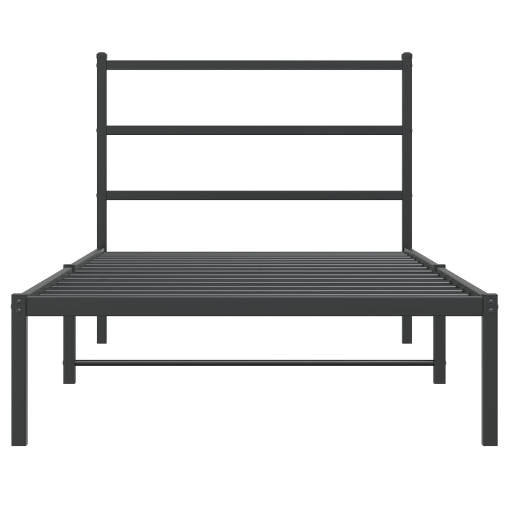 vidaXL Cadre de lit métal sans matelas avec tête de lit noir 100x190cm