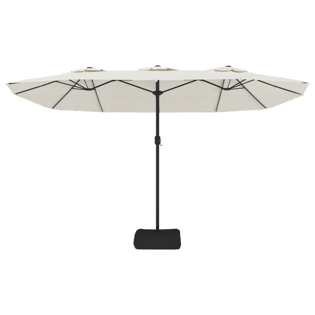 vidaXL Parasol à double tête avec LED blanc sable 449x245 cm