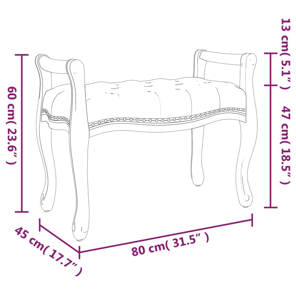 vidaXL Banc Gris clair 80x45x60 cm Velours