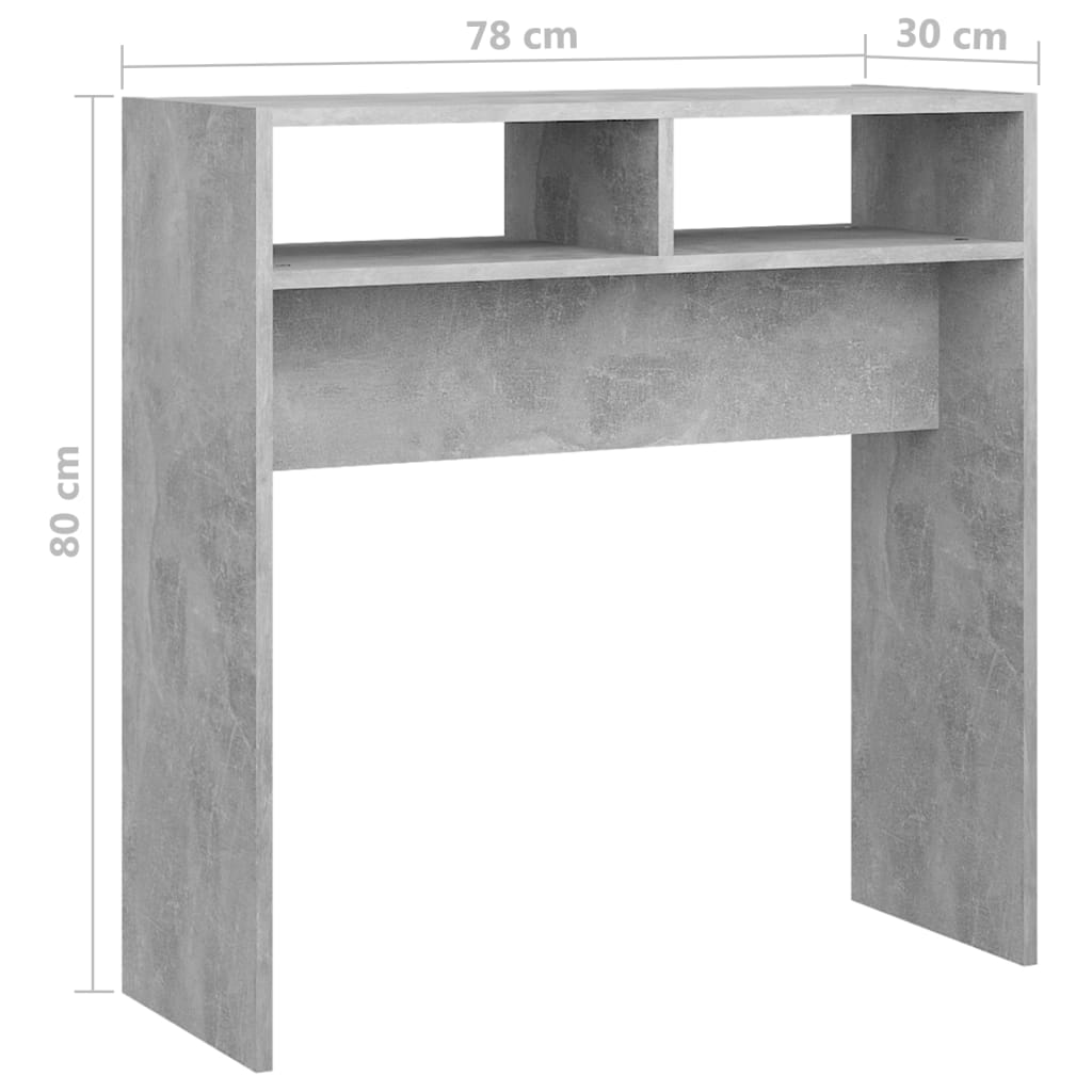 vidaXL Table console gris béton 78x30x80 cm bois d'ingénierie