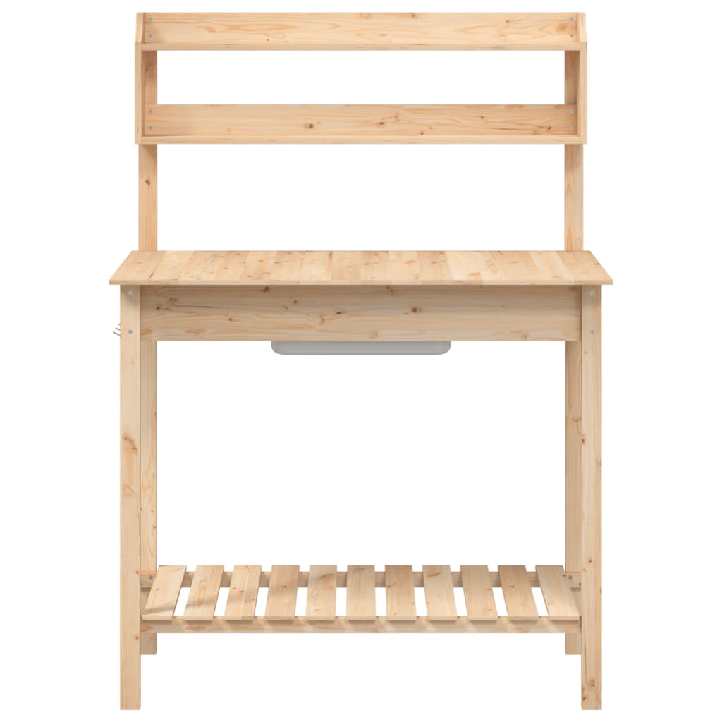 vidaXL Table de rempotage et évier 147,5x44x139,5 cm bois massif sapin