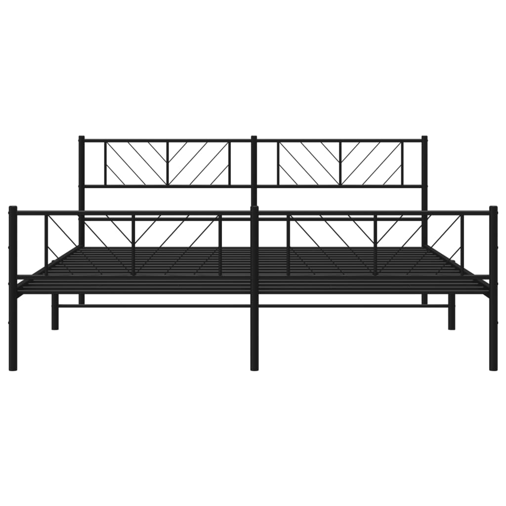 vidaXL Cadre de lit métal sans matelas avec pied de lit noir 193x203cm