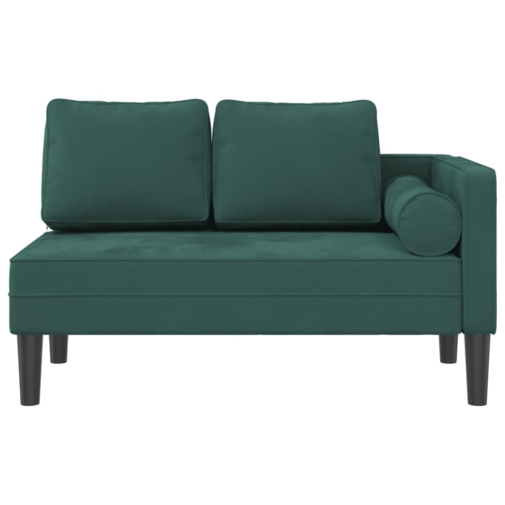 vidaXL Chaise longue avec coussins vert foncé velours