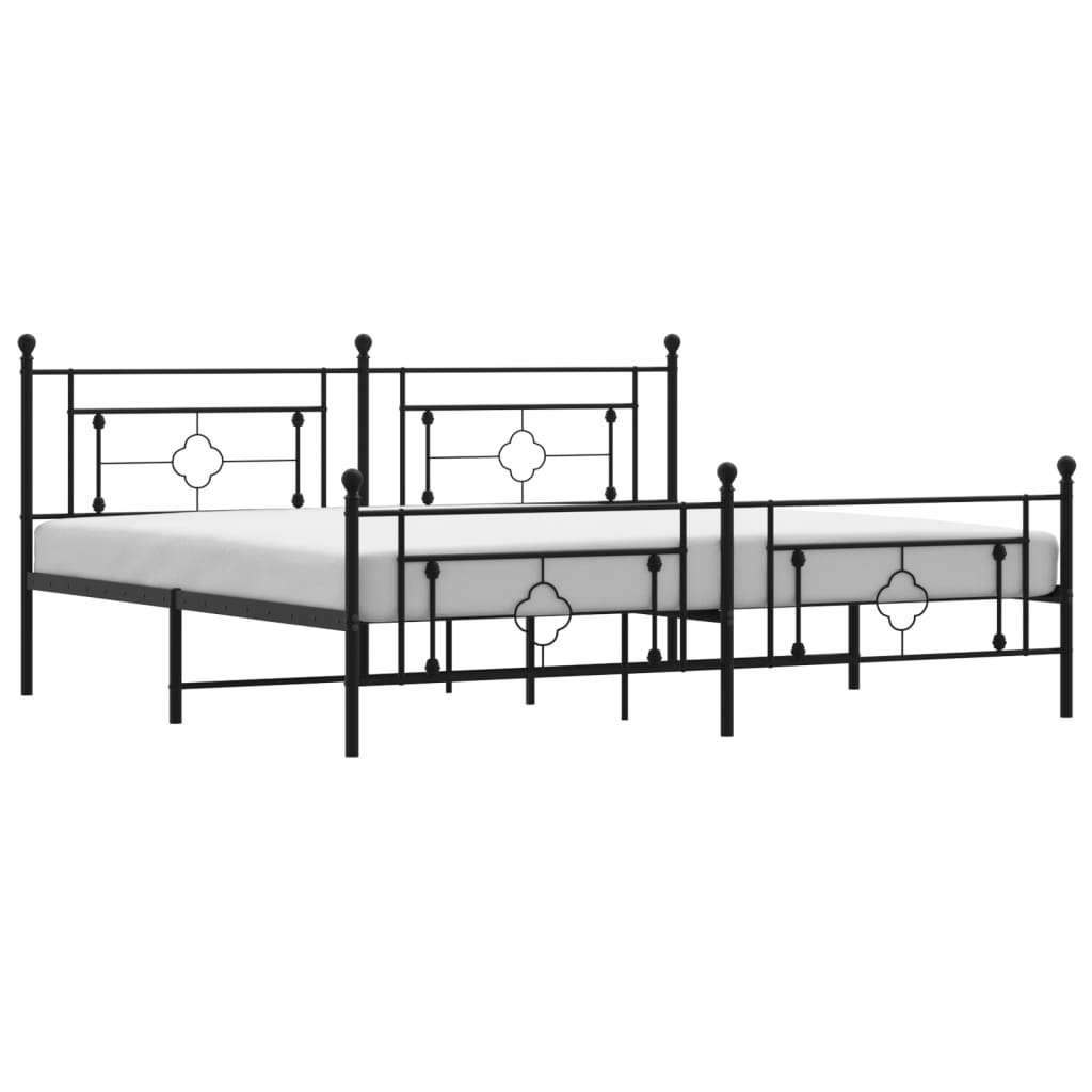 vidaXL Cadre de lit métal sans matelas avec pied de lit noir 193x203cm