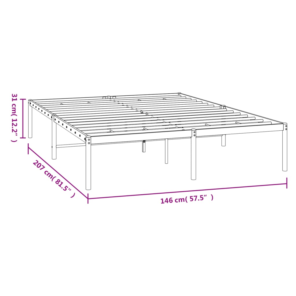 vidaXL Cadre de lit métal sans matelas noir 140x200 cm