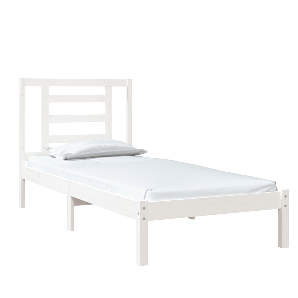 vidaXL Cadre de lit Blanc Bois massif 75x190 cm Petit simple