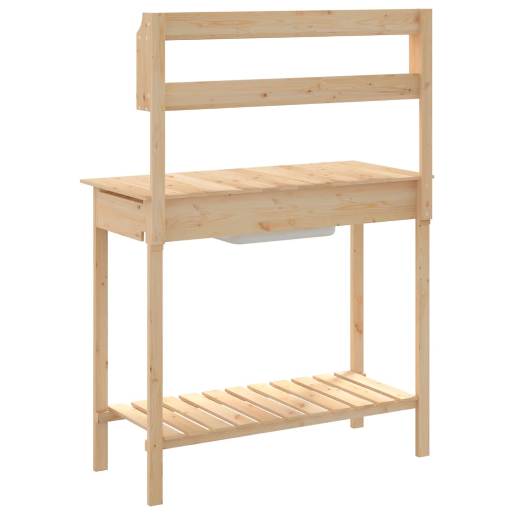 vidaXL Table de rempotage et évier 147,5x44x139,5 cm bois massif sapin