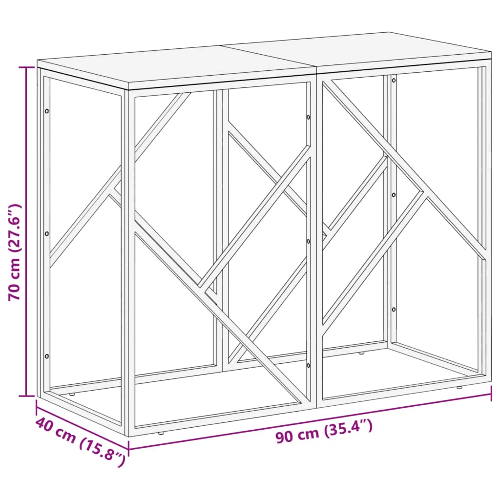 vidaXL Table console argenté acier inoxydable/bois massif récupération