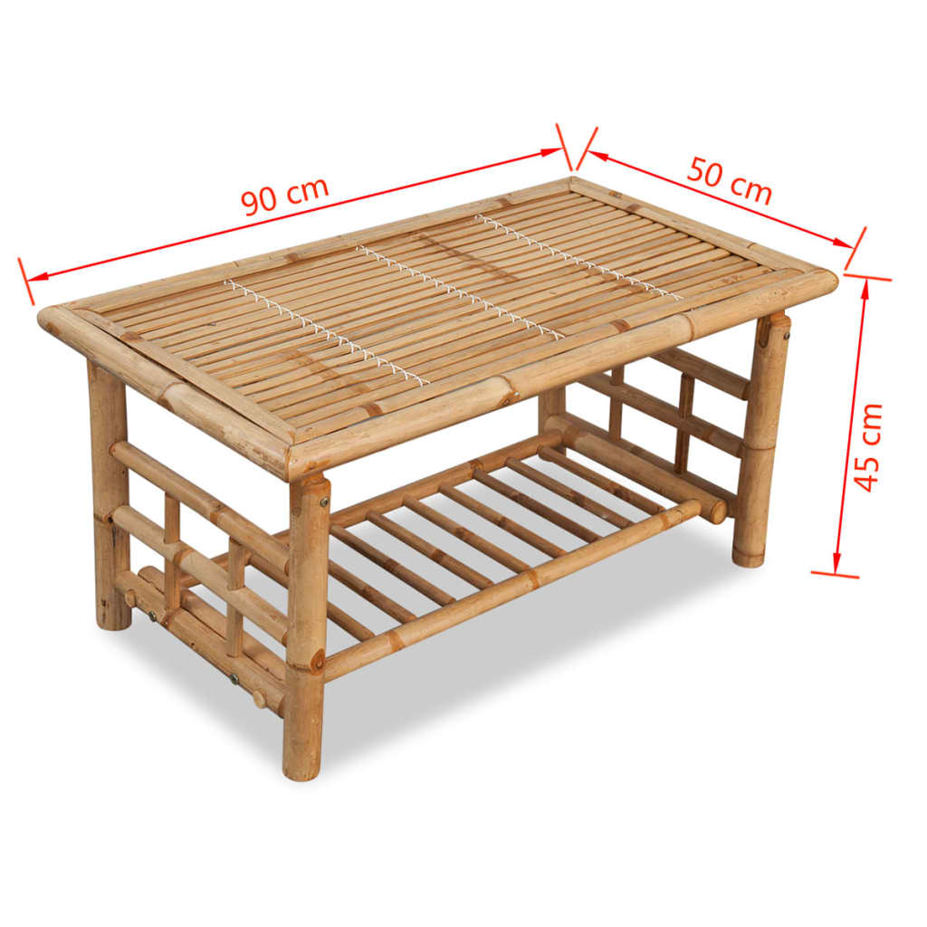 vidaXL Table basse Bambou 90x50x45 cm