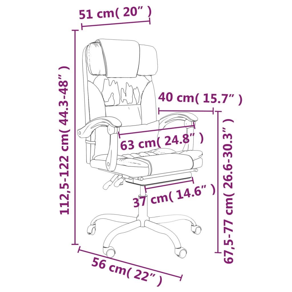 vidaXL Fauteuil inclinable de bureau Noir Similicuir