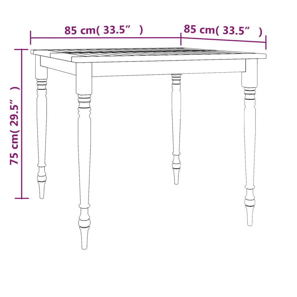 vidaXL Ensemble à manger de jardin 3 pcs Bois de teck massif