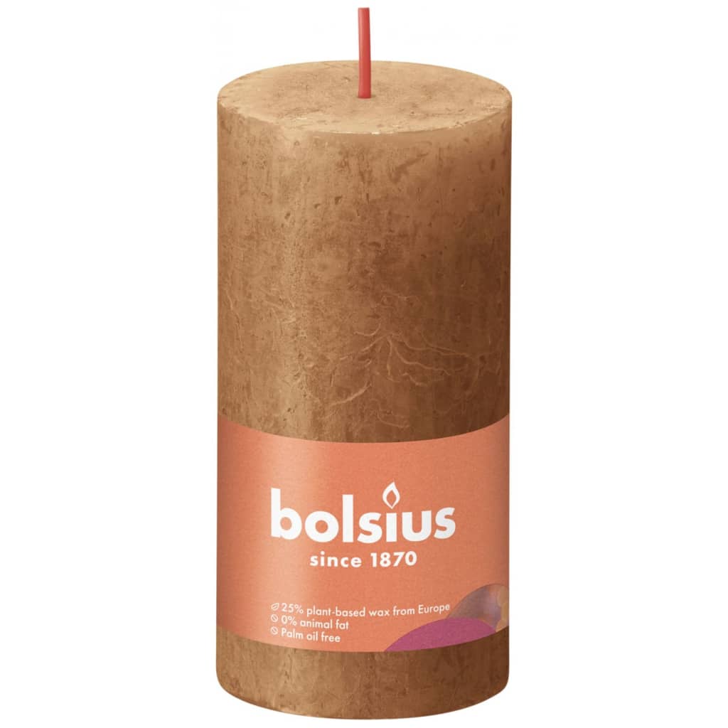 Bolsius Bougies pilier rustiques Shine 8 pcs 100x50 mm Marron épice