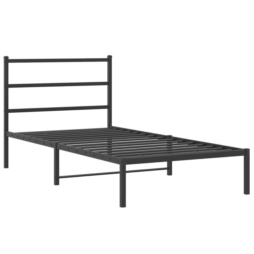 vidaXL Cadre de lit métal sans matelas avec tête de lit noir 100x190cm