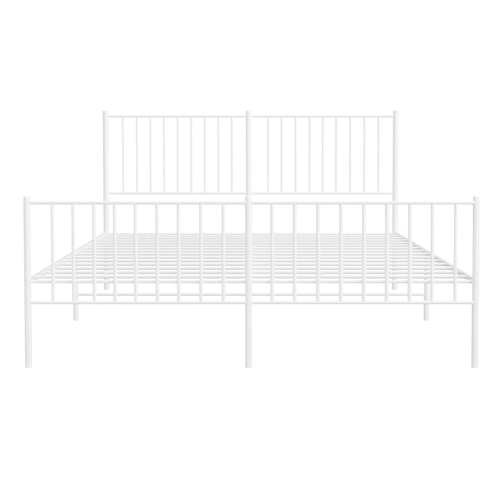 vidaXL Cadre de lit métal sans matelas et pied de lit blanc 150x200 cm