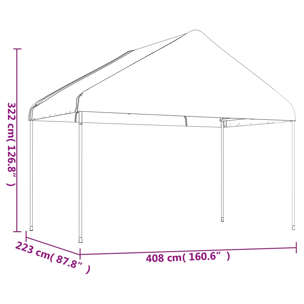 vidaXL Belvédère avec toit blanc 13,38x4,08x3,22 m polyéthylène