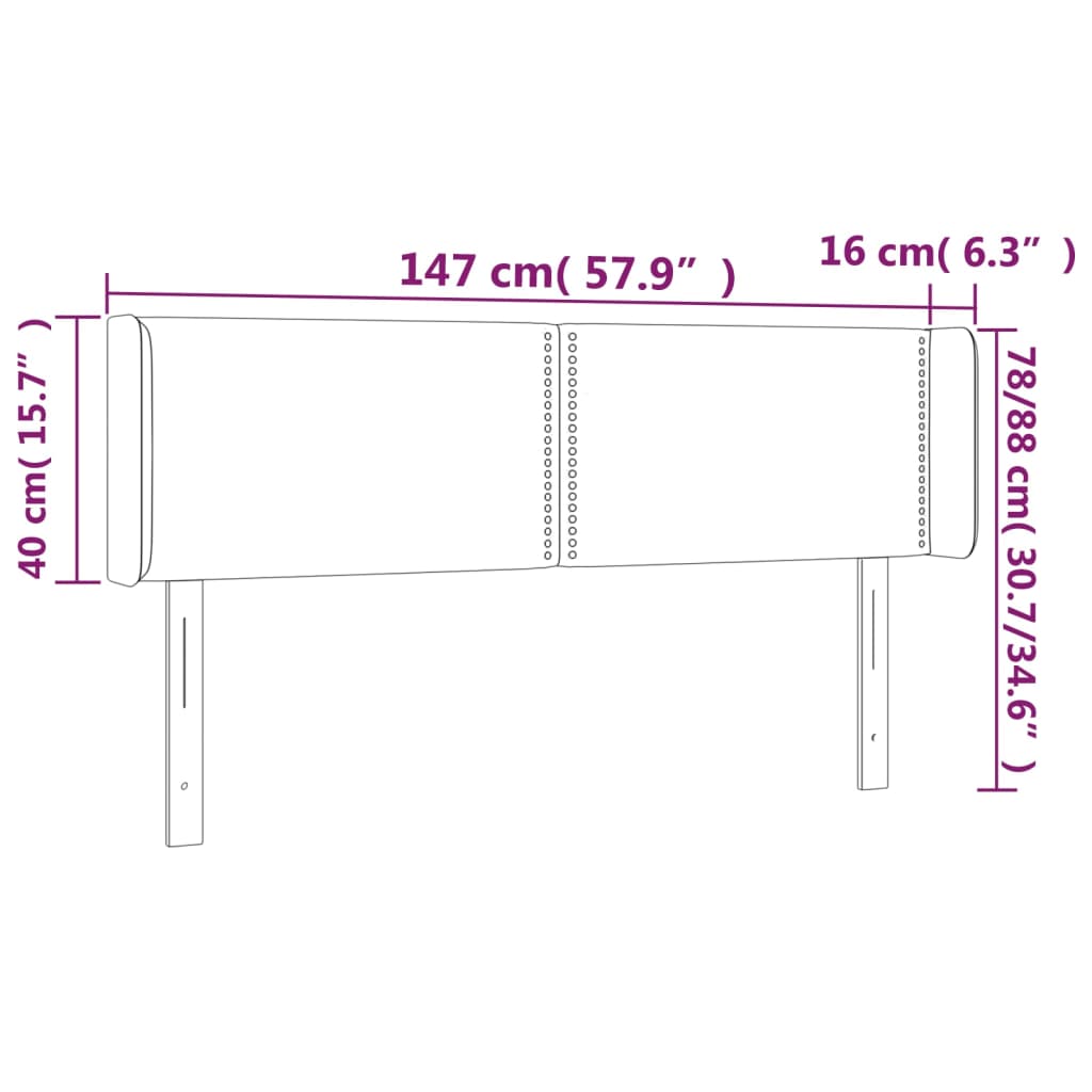 vidaXL Tête de lit à LED Blanc 147x16x78/88 cm Similicuir