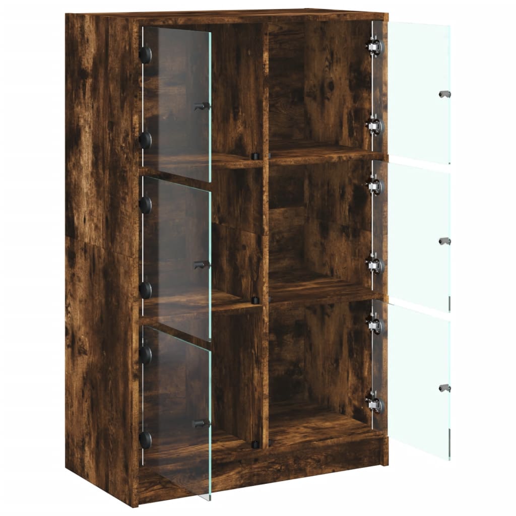 vidaXL Buffet haut avec portes chêne fumé 68x37x109 cm bois ingénierie