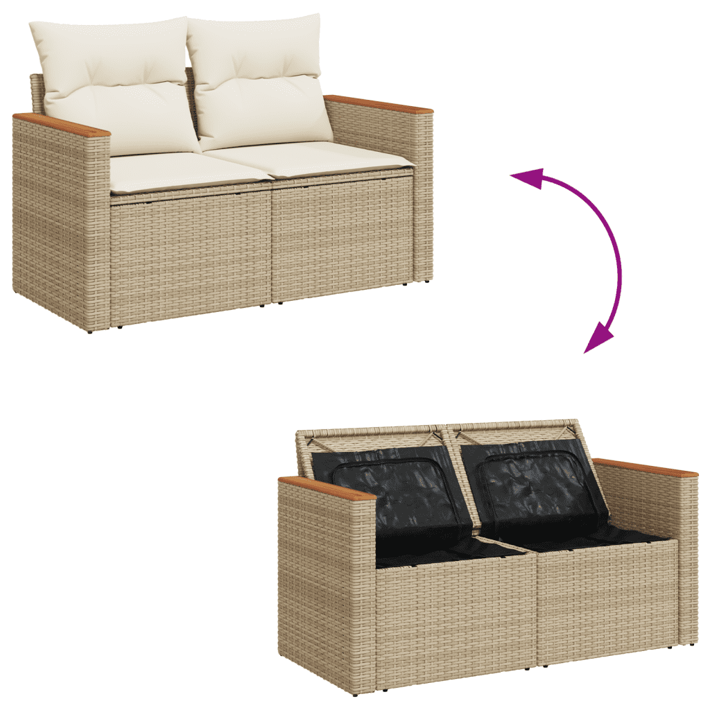 vidaXL Salon de jardin avec coussins 6 pcs beige résine tressée