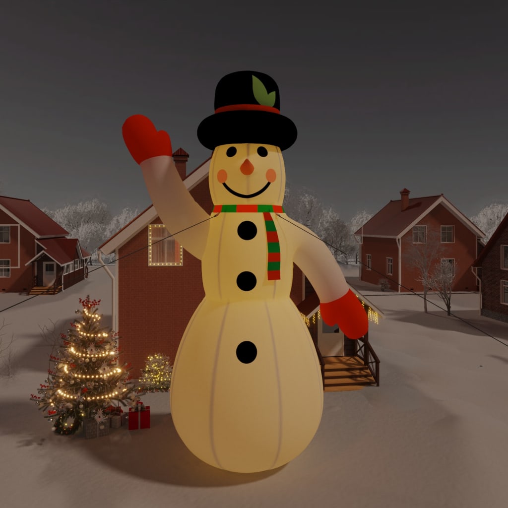 vidaXL Bonhomme de neige gonflable de Noël avec LED 1000 cm