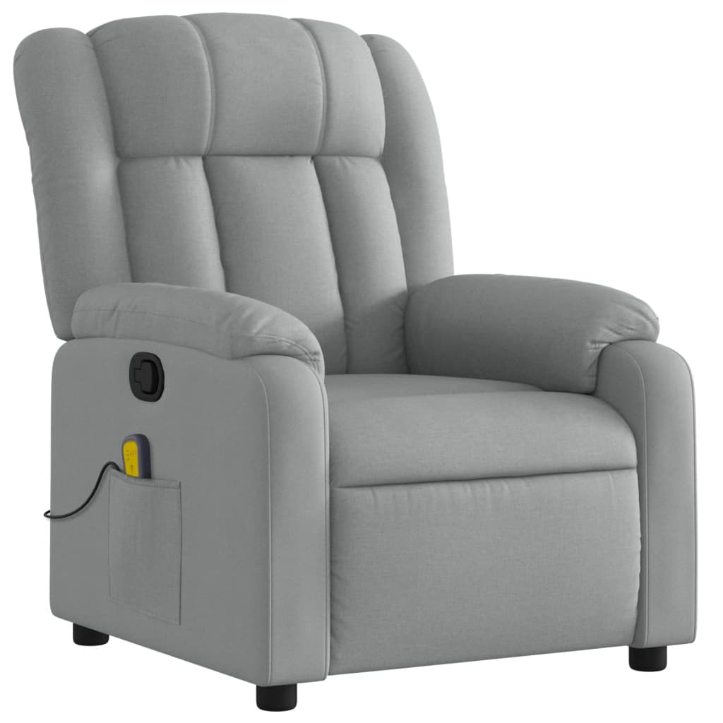 vidaXL Fauteuil de massage inclinable Gris clair Tissu