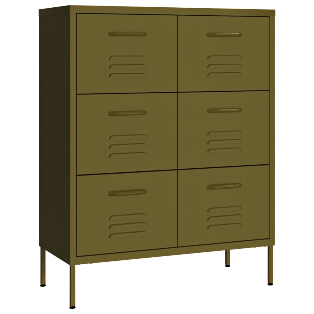 vidaXL Armoire à tiroirs Vert olive 80x35x101,5 cm Acier