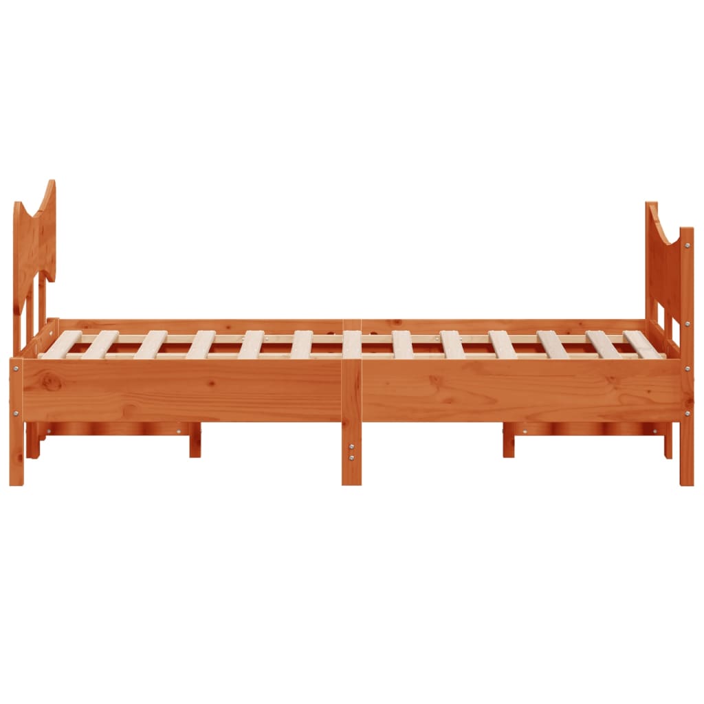 vidaXL Cadre de lit avec tête de lit cire marron 120x190cm bois de pin