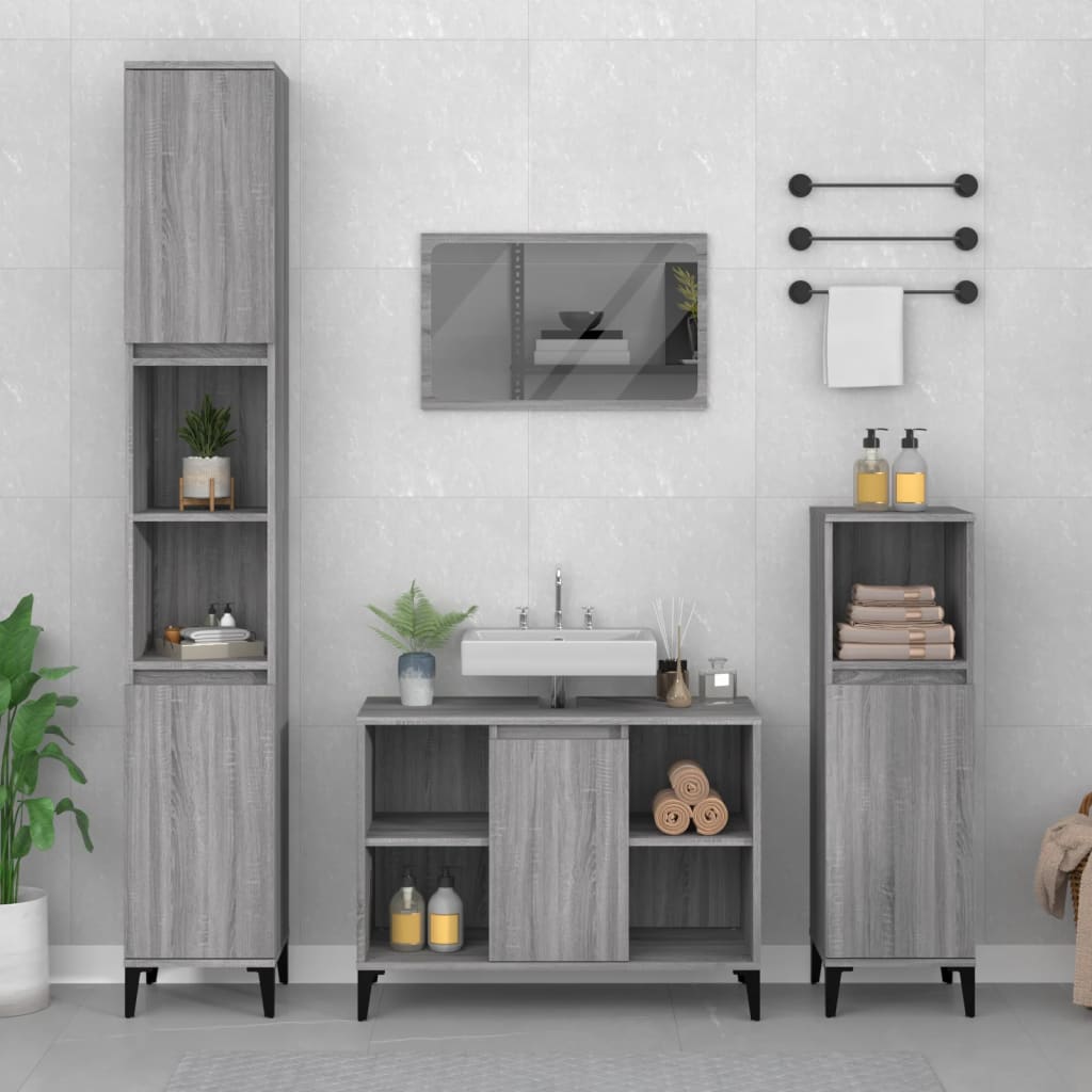 vidaXL Ensemble de meubles de salle de bain 3 pcs Sonoma gris