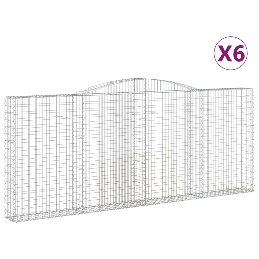 vidaXL Paniers à gabions arqués 6 pcs 400x30x160/180 cm Fer galvanisé