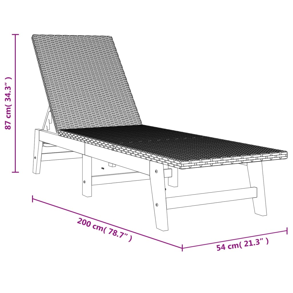 vidaXL Chaises longues et coussins lot de 2 Résine tressée et acacia