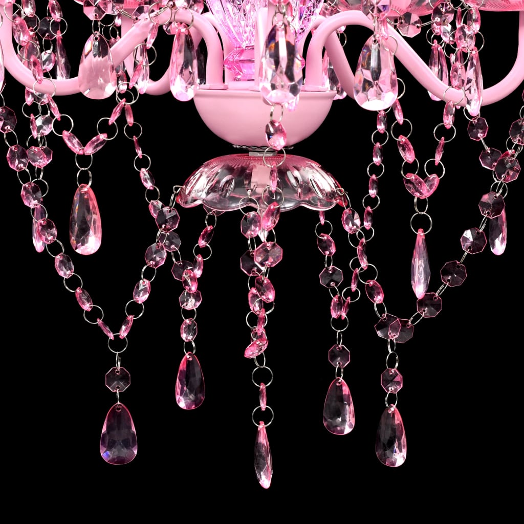 vidaXL Lustre avec 5 ampoules Crystal rose
