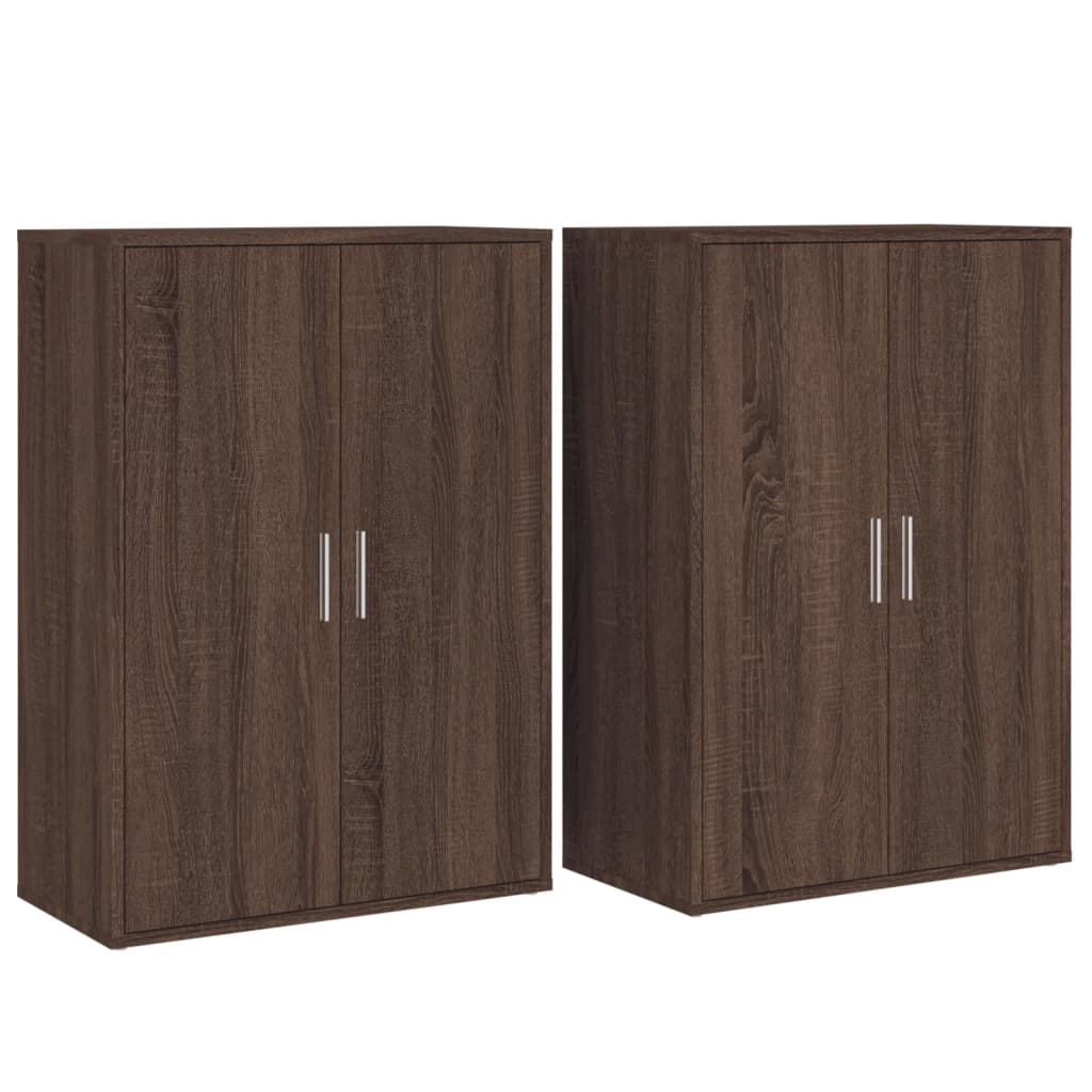 vidaXL Buffets 2 pcs chêne marron 60x31x84 cm bois d'ingénierie