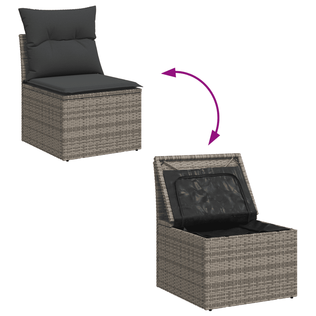 vidaXL Salon de jardin 4 pcs avec coussins gris résine tressée