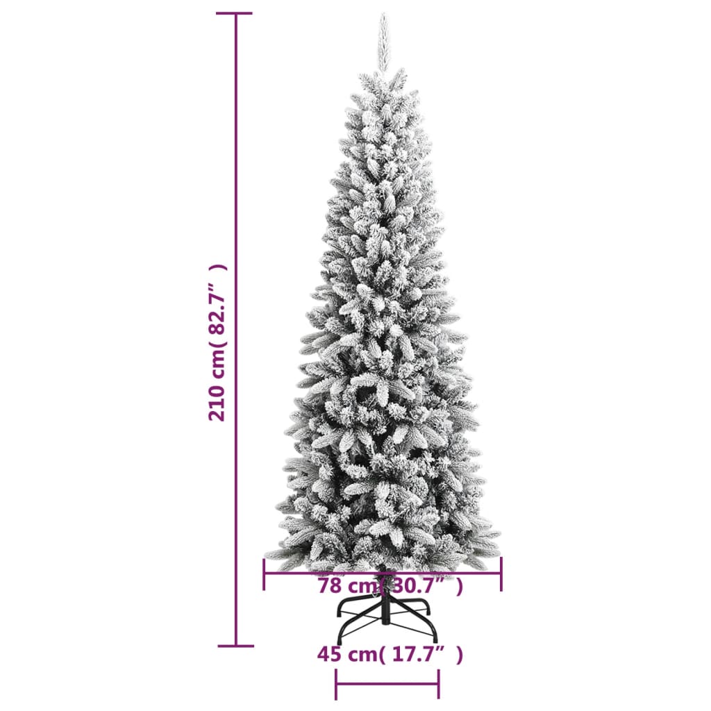 vidaXL Sapin de Noël artificiel avec neige floquée 210 cm PVC et PE