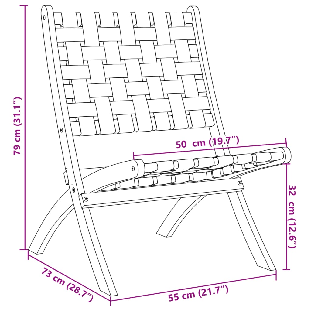 vidaXL Chaises pliables de jardin lot de 2 avec table noir bois massif