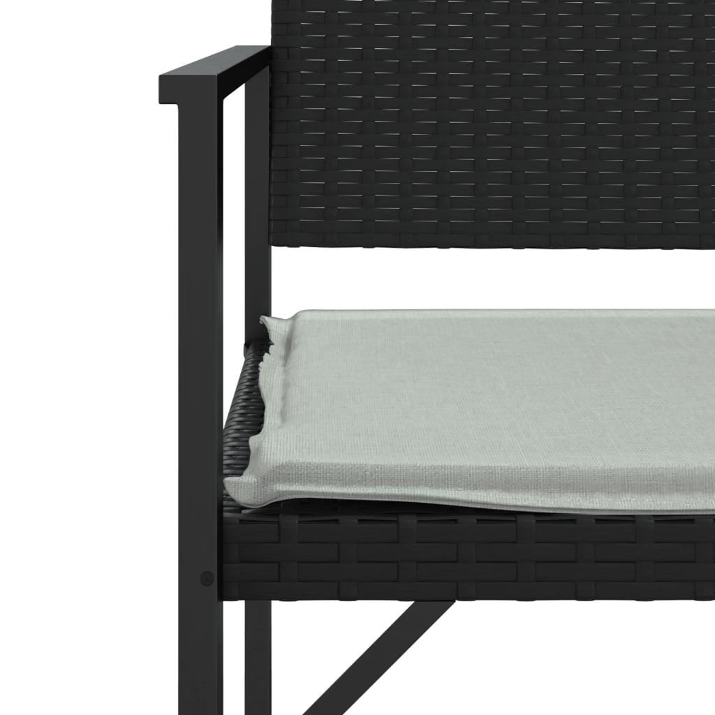 vidaXL Banc de jardin à 2 places avec coussin noir résine tressée