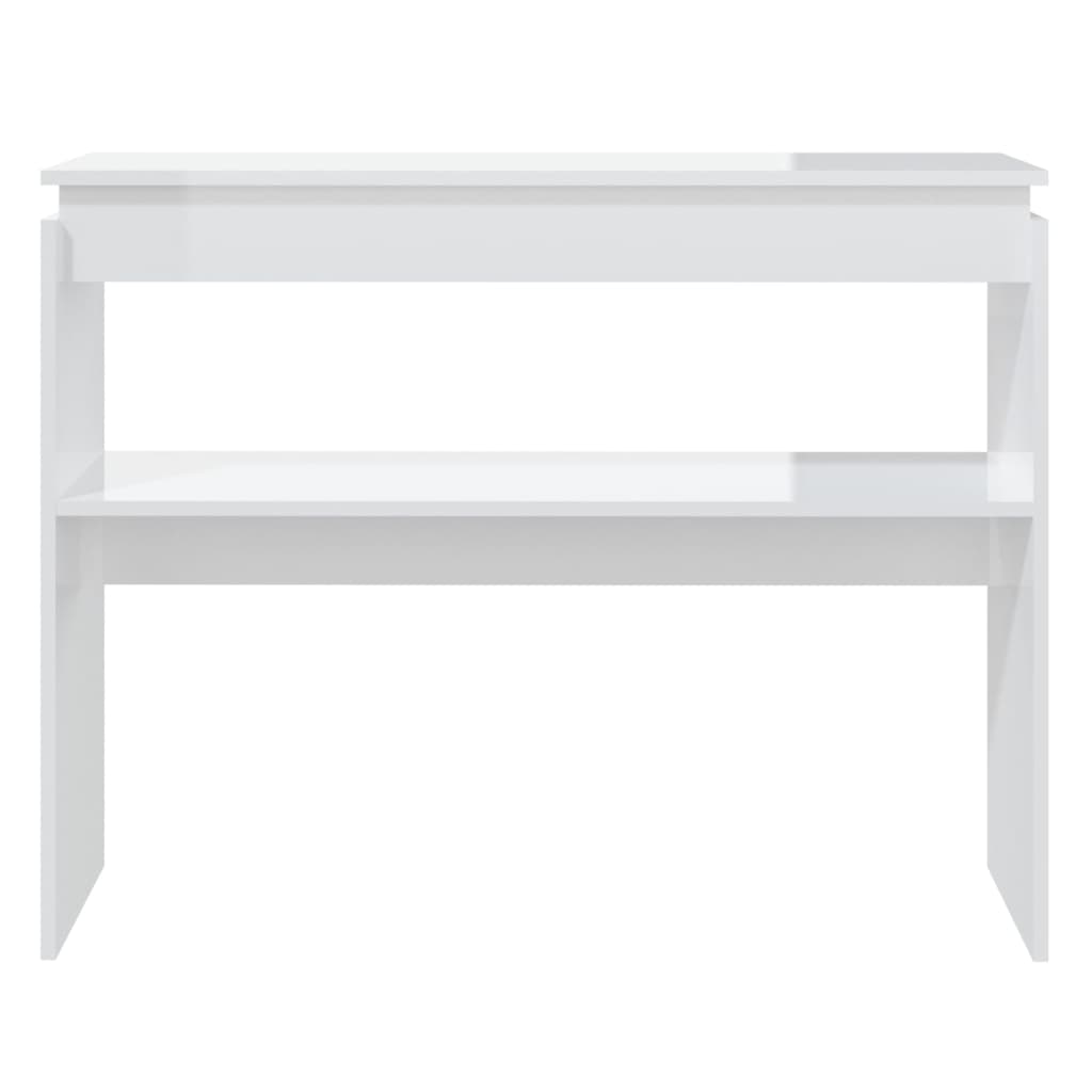 vidaXL Table console Blanc brillant 102x30x80 cm Aggloméré