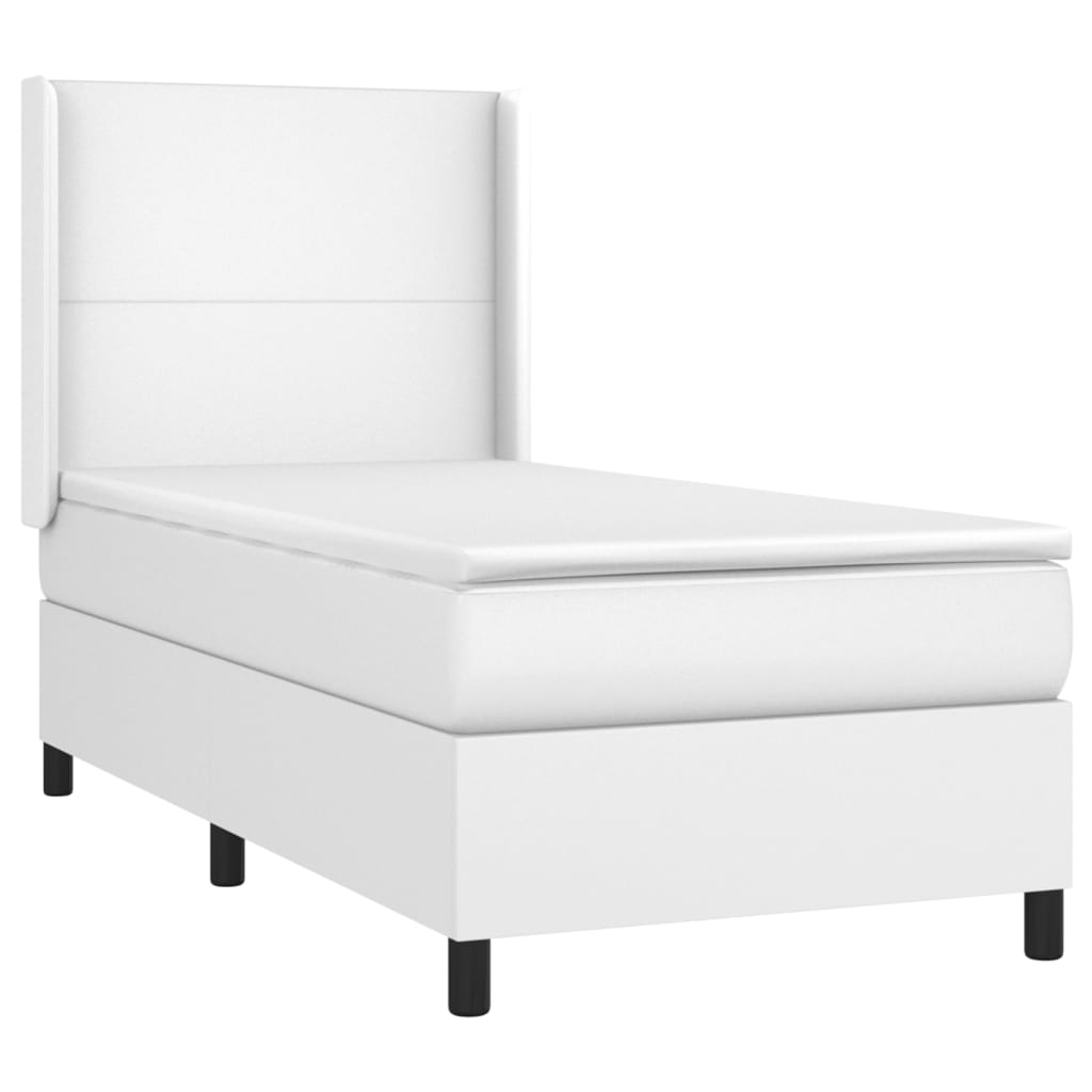 vidaXL Sommier à lattes de lit avec matelas Blanc 90x200 cm Similicuir