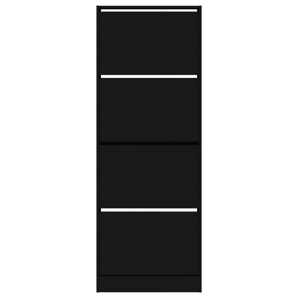 vidaXL Armoire à chaussures noir 60x21x163,5 cm bois d'ingénierie