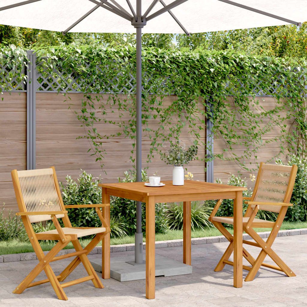 vidaXL Chaises de jardin lot de 2 beige bois d'acacia et polypropylène